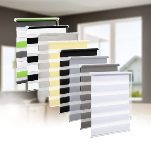 Eurohome Doppelrollo Klemmfix ohne Bohren, Duo Rollo,65cm x 130cm (Stoffbreite 61 cm) Weiß Transparentes und undurchsichtiges Sichtschutz Rollo mit Klemmträgern für Fenster und Türen von Eurohome