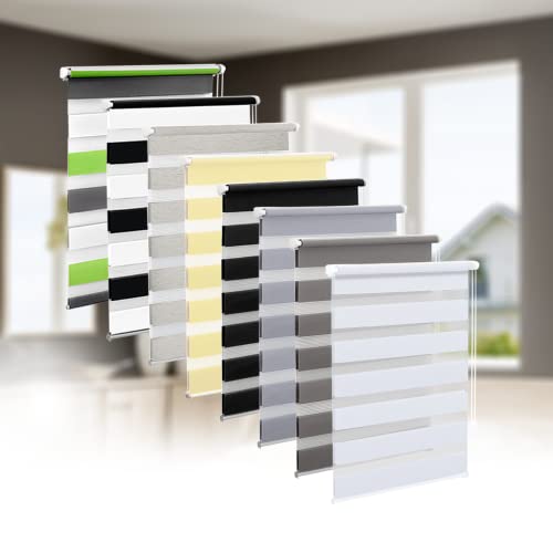 Eurohome Doppelrollo Klemmfix ohne Bohren, Duo Rollo,80cm x 150cm (Stoffbreite 76 cm) Weiß Transparentes und undurchsichtiges Sichtschutz Rollo mit Klemmträgern für Fenster und Türen von Eurohome