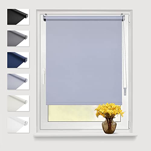 Eurohome Verdunkelungsrollo Thermo Rollo 75x160cm (Stoffbreite 71 cm) Hellgrau Klemmfix ohne Bohren mit gleichfarbige Beschichtung Seitenzugrollo Oeko-TEX Standard 100 Klemmrollo für Fenster & Tür von Eurohome