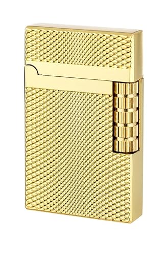 Retro Gas Feuerzeug Gold Metall Soft Flamme Reibrad Stein Seitenrad Geschenk Box Etui Vintage Look von Eurojet