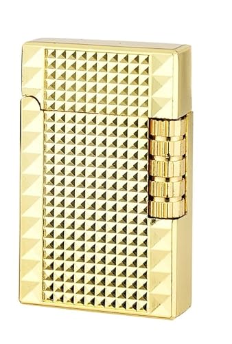 Retro Gas Feuerzeug Gold Metall Soft Flamme Reibrad Stein Seitenrad Geschenk Box Etui Vintage Look von Eurojet