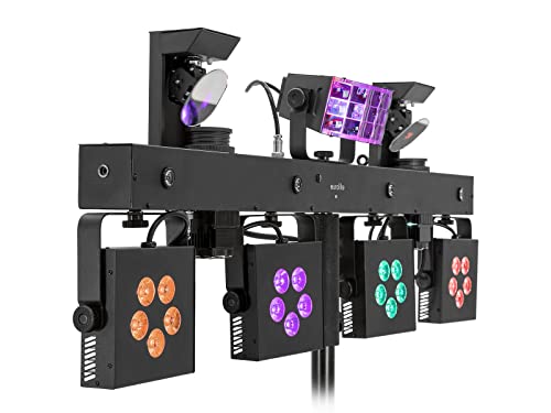 EUROLITE LED KLS Scan Pro Next FX Kompakt-Lichtset | Kompakte Leiste mit Derby, Spots, Scannern, UV-Effekt, QuickDMX-Buchse und Tasche | Beleuchtung für Show-Effekte von Eurolite
