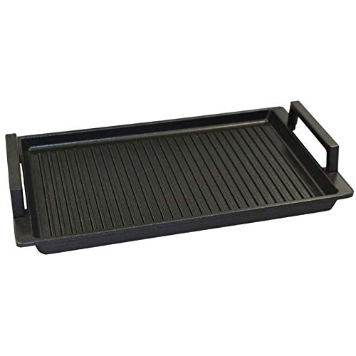 Eurolux Guss BBQ-Grillplatte 41 x 24 cm - mit Seitengriffe - alle Herdarten inkl. Induktion & Grill - Antihaftversiegelung - beschichtete Oberfläche gerippt - Made in Germany von Eurolux