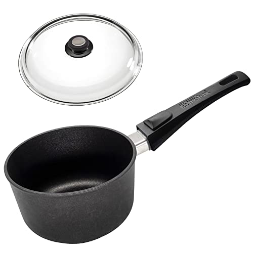 Eurolux Guss-Stiel-Topf Ø 18 cm Induktion Set mit Deckel - großer induktiver Universal-Milchtopf Aluguss mit abnehmbaren Stiel & Antihaft-Beschichtung - Made in Germany von Eurolux