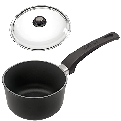 Eurolux Guss-Stiel-Topf Ø 18 cm Set mit Deckel - großer Universal-Milchtopf Aluguss mit Antihaft-Beschichtung - ohne Induktion - Made in Germany von Eurolux