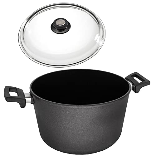Eurolux Guss-Topf Ø 28 cm Induktion Set mit Deckel aus Glas - 8.5 Liter - großer induktiver Universal-Suppentopf Aluguss mit Antihaft-Beschichtung - Made in Germany von Eurolux