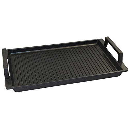 Eurolux BBQ-Grillplatte 41 x 24 cm - mit Seitengriffe - alle Herdarten inkl. Induktion - Antihaftversiegelung - Keramik-Oberfläche gerippt - Made in Germany - Aluguss PFOA frei von Eurolux