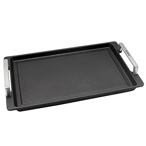 Eurolux Teppanyaki Grillplatte 41 x 24 cm beschichtet - Edelstahl-Seitengriffe - alle Herdarten inkl. Induktion & Grill - glatte Antihaft Oberfläche - Made in Germany von Eurolux
