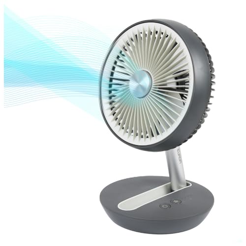 Eurom Ventilator faltbar 5W kabellos | 4 Stufen Outdoor Ventilator 400 m³/u | 15h Laufzeit | Lüftergöße ø 14 cm | Tragbarer mini Elektrolüfter für Schlafzimmer, Camping, Büro | 1,6 m USB-Kabel von Eurom