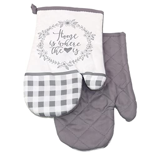 2 TLG. Set Topfhandschuhe mit Magnet Grillhandschuhe Backhandschuhe Ofenhandschuhe Kochhandschuhe Küchenhandschuhe (Vichy F719259B- Grau Ecru) von Euromat