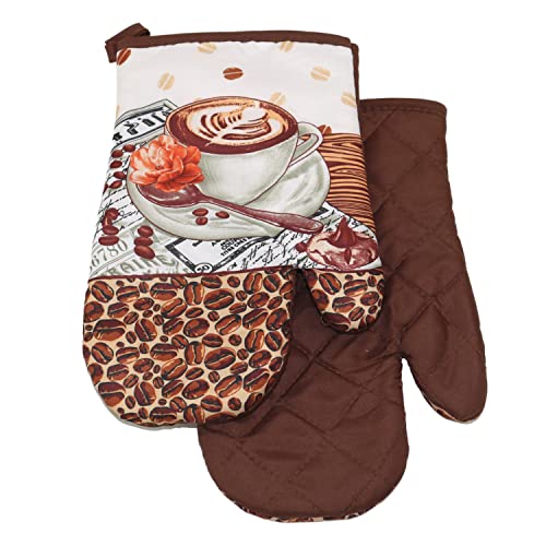 2 TLG. Set Topfhandschuhe mit Magnet Grillhandschuhe Backhandschuhe Ofenhandschuhe Kochhandschuhe Küchenhandschuhe (Weiß Braun Cappuccino 0316FS03) von Euromat