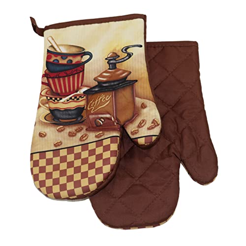 2 TLG. Set Topfhandschuhe mit Magnet Grillhandschuhe Backhandschuhe Ofenhandschuhe Kochhandschuhe Küchenhandschuhe Coffee F9648- Braun Beige von Euromat