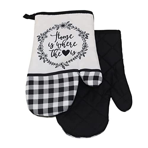 2 TLG. Set Topfhandschuhe mit Magnet Grillhandschuhe Backhandschuhe Ofenhandschuhe Kochhandschuhe Küchenhandschuhe Vichy F719259- Schwarz Weiss von Euromat