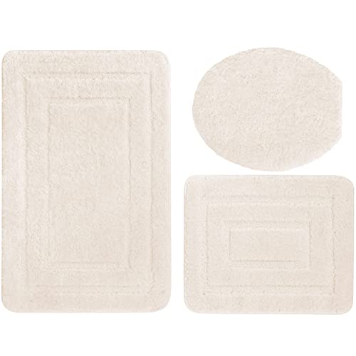 Euromat Badezimmerteppich rutschfeste Weichen Mikrofaser Badematte Badteppich Badvorleger (Beige, Teppich 50x80+Vorleger 50x40+Deckelbezug 48x50 cm) von Euromat