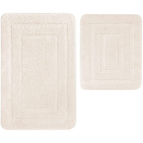 Euromat Badezimmerteppich rutschfeste Weichen Mikrofaser Badematte Badteppich Badvorleger (Beige, Teppich 50x80+Vorleger 50x40 cm) von Euromat