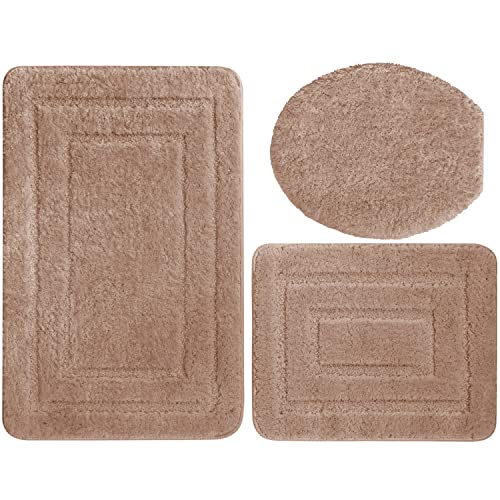 Euromat Badezimmerteppich rutschfeste Weichen Mikrofaser Badematte Badteppich Badvorleger (Braun, Teppich 50x80+Vorleger 50x40+Deckelbezug 48x50 cm) von Euromat