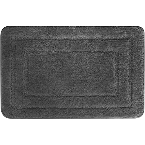 Euromat Badezimmerteppich rutschfeste Weichen Mikrofaser Badematte Badteppich Badvorleger (Dunkelgrau Graphit, Teppich 50x80 cm) von Euromat