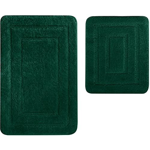 Euromat Badezimmerteppich rutschfeste Weichen Mikrofaser Badematte Badteppich Badvorleger (Grün, Teppich 50x80+Vorleger 50x40 cm) von Euromat