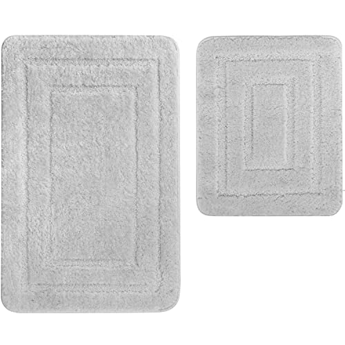 Euromat Badezimmerteppich rutschfeste Weichen Mikrofaser Badematte Badteppich Badvorleger (Hellgrau, Teppich 50x80+Vorleger 50x40 cm) von Euromat