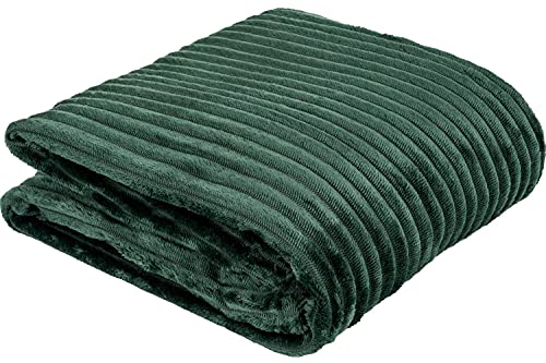 Euromat Flanell Mikrofaserdecke Kuscheldecke Decke Bettüberwurf Streifen 150x200 cm (Grün) von Euromat