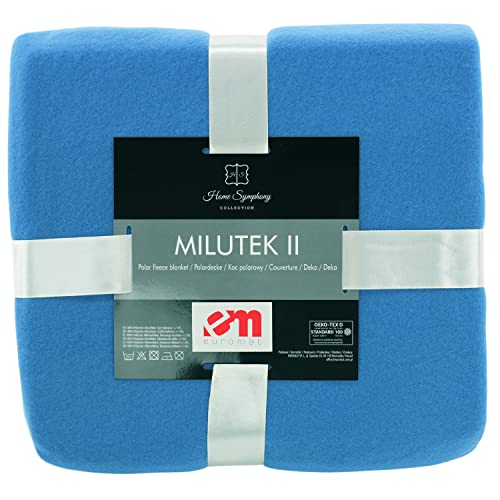 Euromat Polar Fleecedecke Kuscheldecke Sofadecke Wohndecke mit genähte Kante (Blau, 130x170 cm) von Euromat