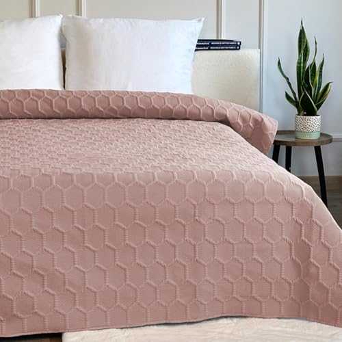 Euromat Tagesdecke Steppdecke Bettüberwurf (Ohne Kissenbezüge) Größe: 220x240 cm (Puderrosa- Parla 3D) von Euromat