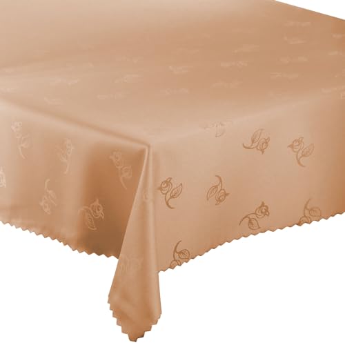 Tischdecke Tischtüche Fleckenresistente abwaschbar Lotus Effekt (Beige 147 Rose, 130x180 cm) von Euromat