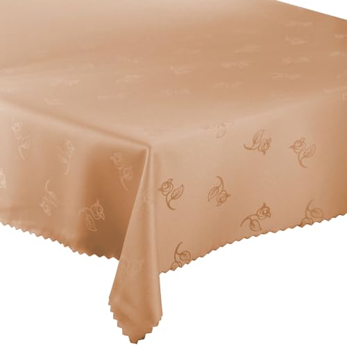 Tischdecke Tischtüche Fleckenresistente abwaschbar Lotus Effekt (Beige 147 Rose, 130x200 cm) von Euromat