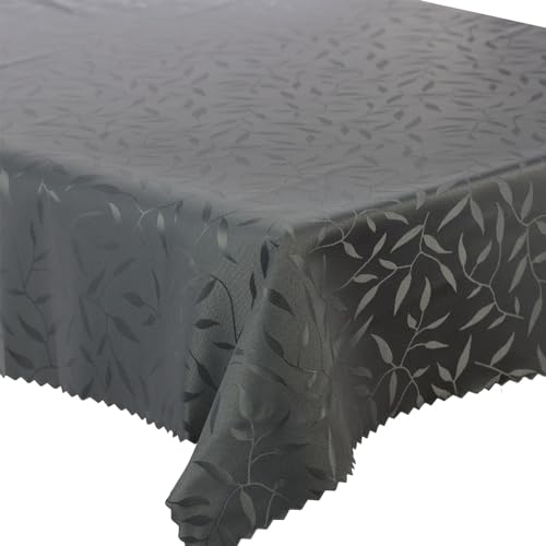 Tischdecke Tischtüche Fleckenresistente abwaschbar Lotus Effekt (Grau Graphit 154 Blätter, 160x320 cm) von Euromat