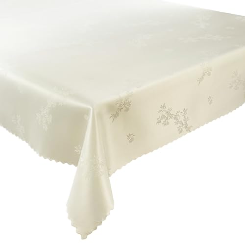 Tischdecke Tischtüche Fleckenresistente abwaschbar Lotus Effekt Öko-Tex (Ecru Cremig Z-918 Eberesche, 80x80 cm) von Euromat