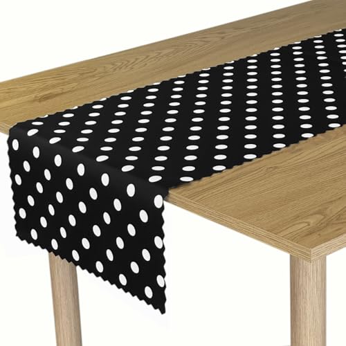 Tischläufer Tischtuchläufer Tischband Table Runner Fleckenresistente Abwaschbar Pflegeleicht Lotus Effekt Gedruckt Polka Dots Schwarz 50x140 cm Tischläufer Tischtuchläufer Tischband Table Runner Fleckenresistente Abwaschbar Pflegeleicht Lotus Effekt Gedruckt Polka Dots Schwarz 50x140 cm von Euromat