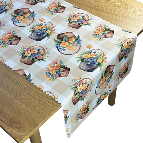 Tischtuchläufer Fleckenabweisende Frühlingskorb Beige Gelb Kariert 50x120 cm Tischtuchläufer Fleckenabweisende Frühlingskorb Beige Gelb Kariert 50x120 cm von Euromat