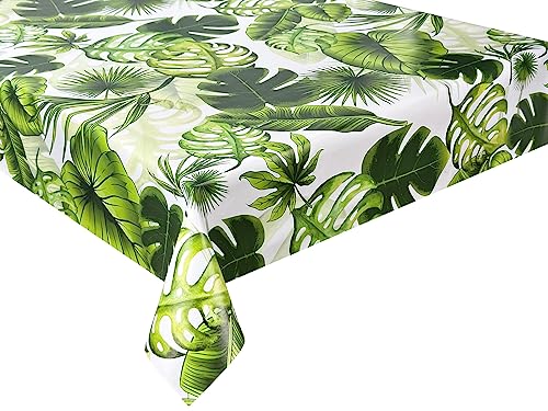 Wachstuch Tischdecke abwaschbar Gartentischdecke, Viele Größen und Designs, wasserabweisend (Grün Blätter– WF-5236A, 140x140 cm) von Euromat