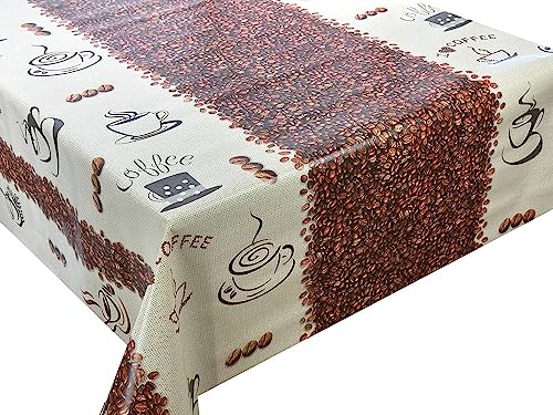 Wachstuch Tischdecke abwaschbar Gartentischdecke, Viele Größen und Designs, wasserabweisend (Kaffee Braun Ecru- WF-4611A, 240x140 cm) von Euromat