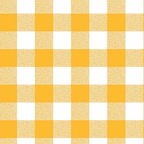 Wachstuch Tischdecke abwaschbar Gartentischdecke Viele Größen und Designs, wasserabweisend, abwischbar, ÖkoTex (Kariert- Gelb-Weiß- 107-4, 140 cm RUND) von Euromat