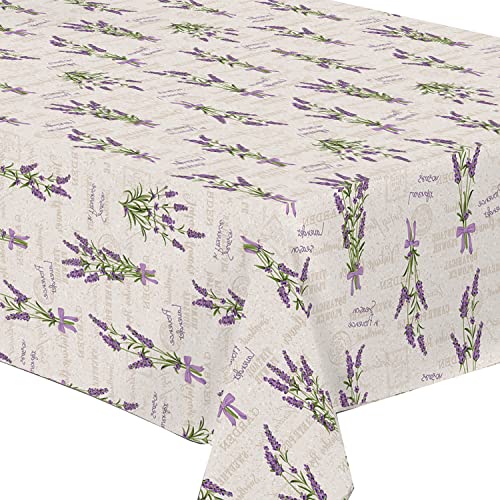 Wachstuch Tischdecke abwaschbar Gartentischdecke Viele Größen und Designs, wasserabweisend, abwischbar, ÖkoTex (Lavendel Blumen- 1010-1, 140x200 cm) von Euromat