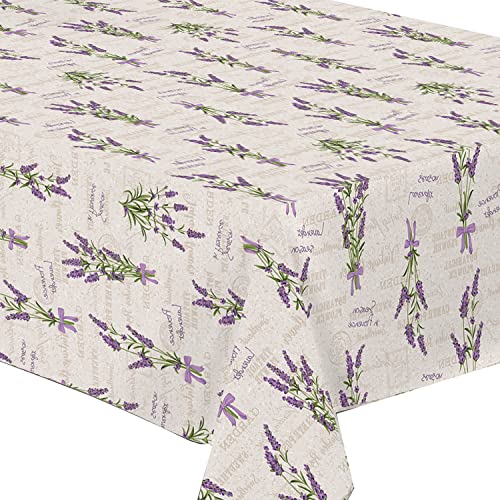 Wachstuch Tischdecke abwaschbar Gartentischdecke Viele Größen und Designs, wasserabweisend, abwischbar, ÖkoTex (Lavendel Blumen- 1010-1, 140x280 cm) von Euromat