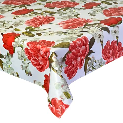 Wachstücher Tischdecke Wachstuch Gartentischdecke wasserdichte Abwaschbar Pfingstrosen Blumen Rosa 81230-2 Durchmesser: Ø 140 cm von Euromat