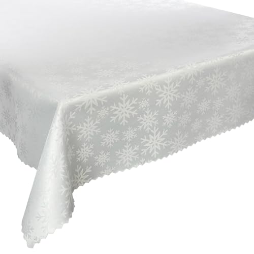 Weihnachten Tischdecke Fleckenresistente, Tischtücher abwaschbar Lotus Effekt Weiß (Schneeflocken Weiß Z-3489, 120x120 cm) von Euromat
