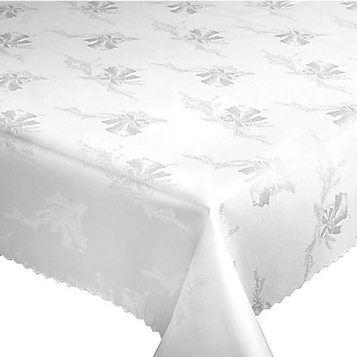 Weihnachten Tischdecke Fleckenresistente, Tischtücher abwaschbar Lotus Effekt Weiß (Weihnachtsglocken Weiß 907, 110x200 cm) von Euromat