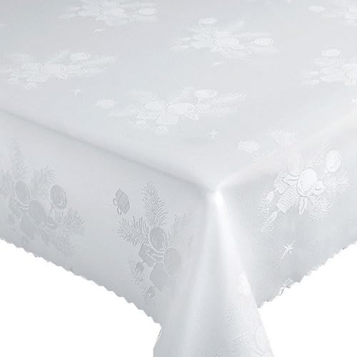 Weihnachten Tischdecke Fleckenresistente, Tischtücher abwaschbar Lotus Effekt Weiß (Weihnachtskerzenhalter Weiß 826, 110x160 cm) von Euromat