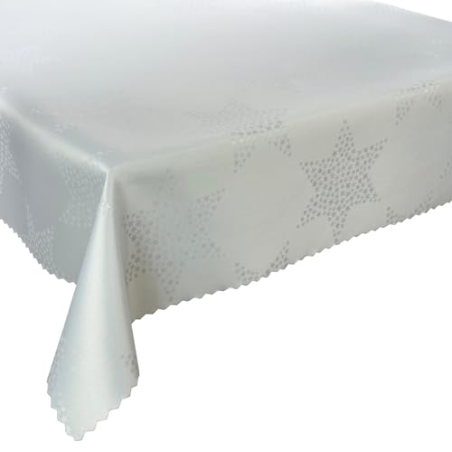 Weihnachten Tischdecke Fleckenresistente, Tischtücher abwaschbar Lotus Effekt Weiß (Weihnachtsstern Weiß Z-3500, 130x200 cm) von Euromat