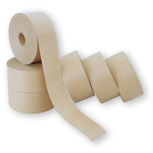 Europack24 6 Rollen Nassklebeband Kraftpapier 70mm x 150m gitterverstärkt | leise abrollend | Paketklebeband für nahezu alle Kartonagen | stark klebendes Packband/Paketband von Europack24