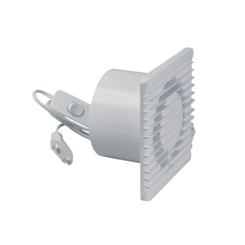 Europart Abluft Ventilator Lüfter 100er 15W easyPART 1000030575-000 Wohnraumventilator Wandventilatore Wandeinbaulüfter Badventilator weiß EIN-/Ausschalter am Kabel für Wand Bad Toilette von Europart
