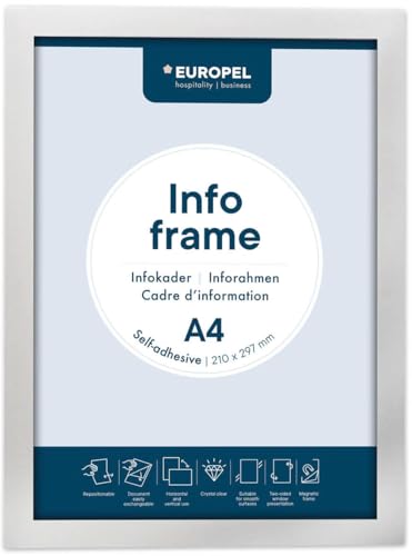 EUROPEL Selbstklebender magnetischer Info-Rahmen aus PVC, A4 Silber, 2er Set, einfach ablösbar durch Magnet, doppelseitig, Hoch- oder Querformat, 32,5 x 23,8 cm EUROPEL Selbstklebender magnetischer Info-Rahmen aus PVC, A4 Silber, 2er Set, einfach ablösbar durch Magnet, doppelseitig, Hoch- oder Querformat, 32,5 x 23,8 cm von Europel
