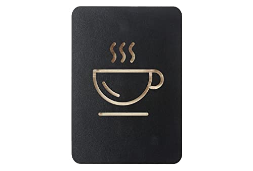 EUROPEL Symbolschild Kaffee, stilvolle Beschilderung für eine Tür oder Wand, aus Holz mit schwarzer Oberfläche gefertigt, Abmessungen 105x150x8 mm, für Hotels, Gasthäuser, Büros von Europel