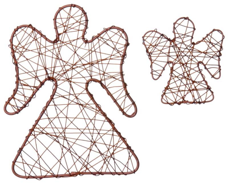 Eurosand Dekoobjekt DRAHT-ENGEL (flach). Set mit 5 Engeln 5cm und 1 Engel 10cm. von Eurosand