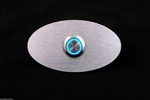 Eurosell - Beleuchtete Design V2A Edelstahl Klingelplatte Klingel Platte Schild Klingelschild Türklingel Klingelknopf Drücker Door Bell Plate Stainless Steel Button LED blau beleuchtet von Eurosell