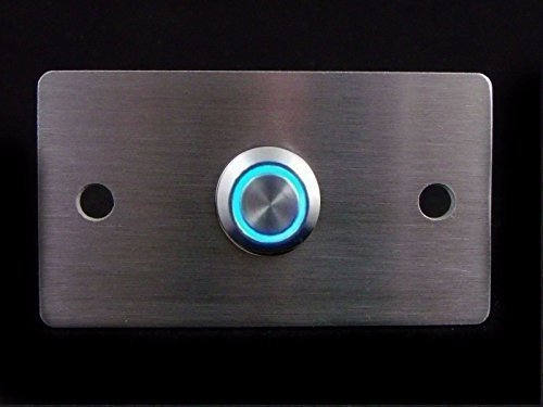 Eurosell - Design Klingelplatte V2A Edelstahl Klingel Schild - zum Umzug Türklingel Klingelknopf Klingelschild - Door Bell Plate Stainless Steel Button mit oder ohne LED Beleuchtung (Montage mit Schrauben - Platte mit Bohrung, Blaue LED) von Eurosell