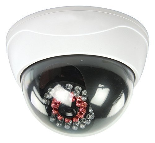 Eurosell KAMERAATTRAPPE IP44 Profi Dome Kamera Dummy mit leuchtenden IR LEDs LED Überwachungskamera Attrappe Aussenbereich Kameraatrappe Innen Außen Fake Überwachung Haus Sicherheit Security von Eurosell